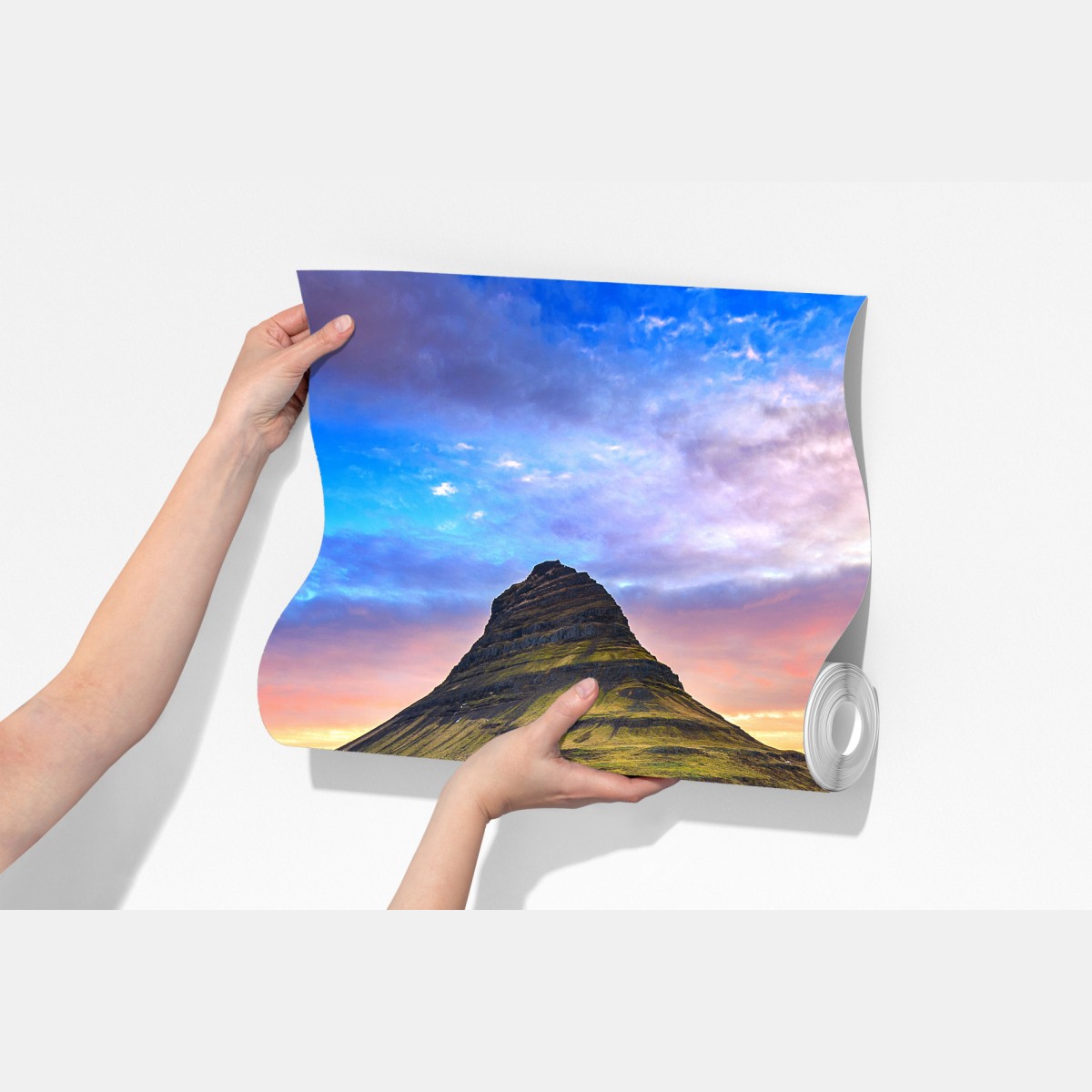 Fototapeta Kirkjufell wschód słońca górski pejzaż – Wallissimo® Fototapeta Kirkjufell wschód słońca górski pejzaż – Wallissimo®