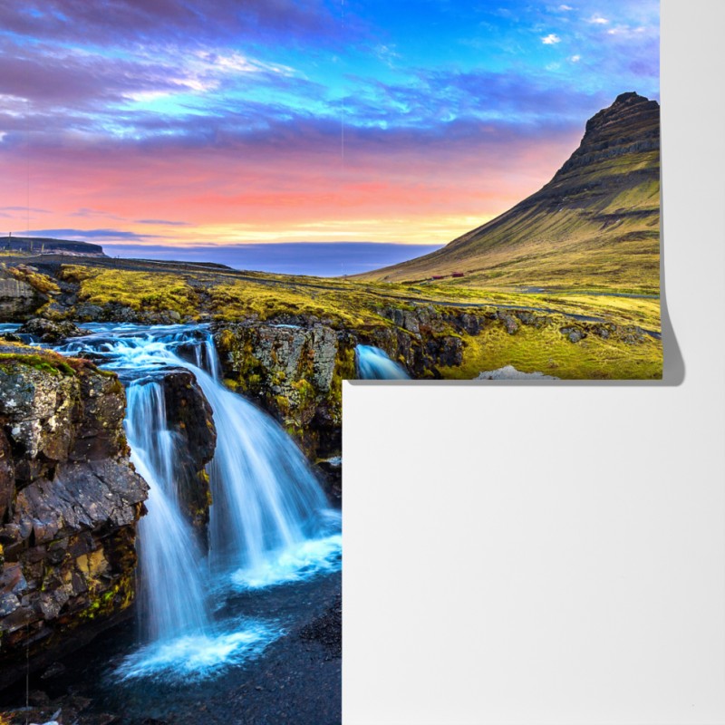 Fototapeta Kirkjufell wschód słońca górski pejzaż – Wallissimo® Fototapeta Kirkjufell wschód słońca górski pejzaż – Wallissimo®