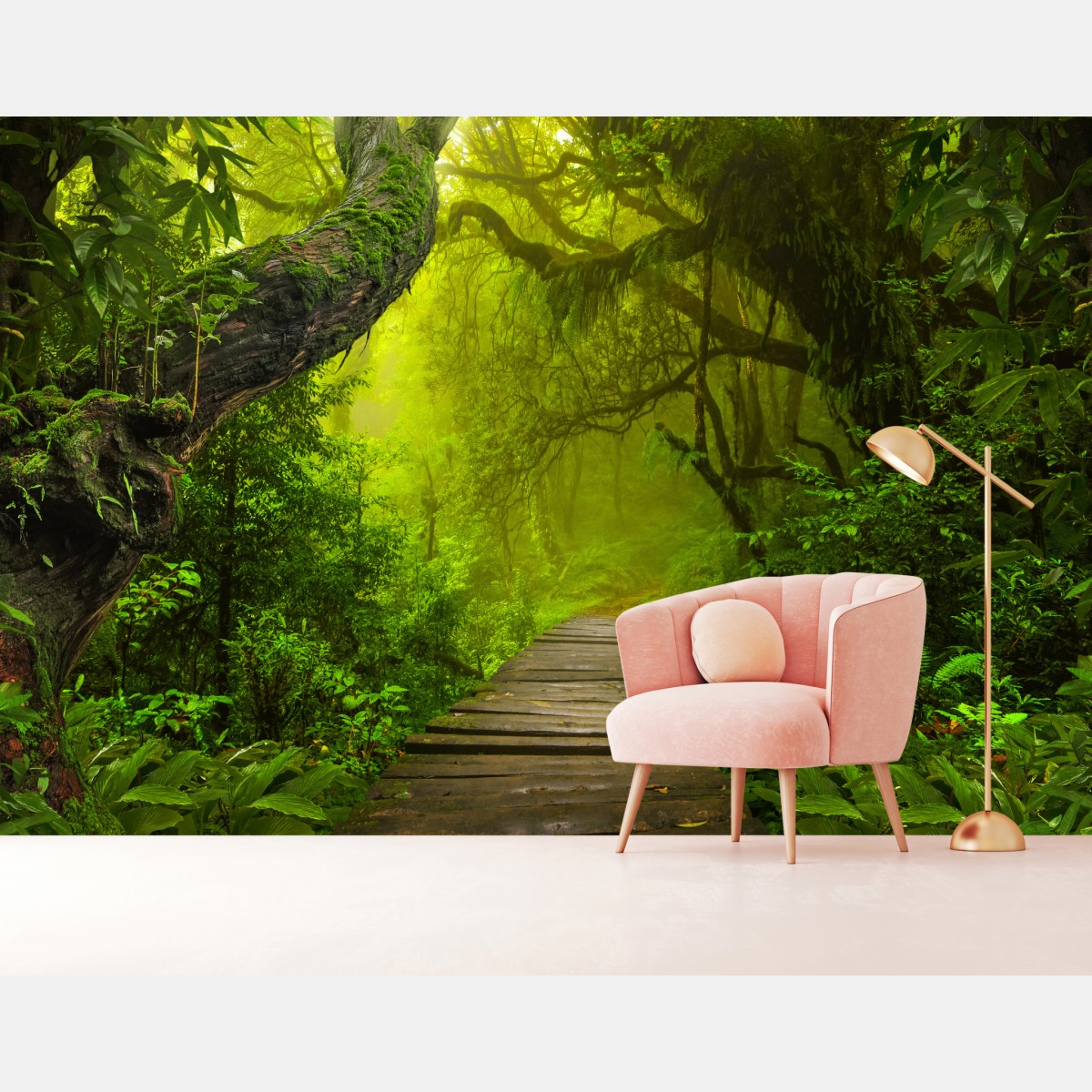 Wall mural mystical green forest path