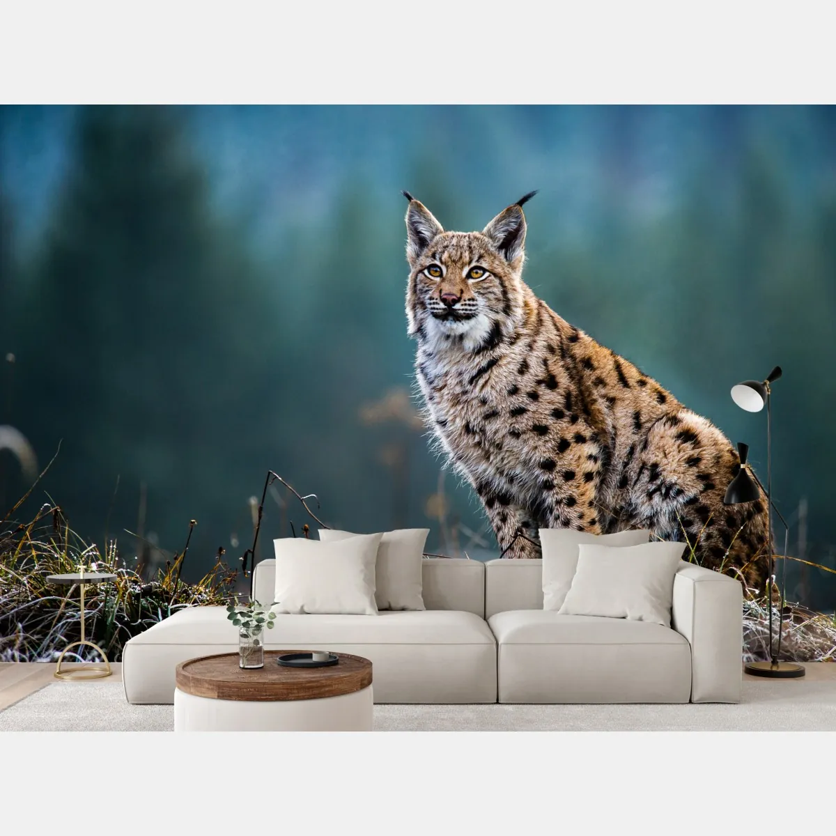 Fototapeta majestatyczny ryś w naturalnym środowisku – Wallissimo® Fototapeta majestatyczny ryś w naturalnym środowisku – Wallissimo®