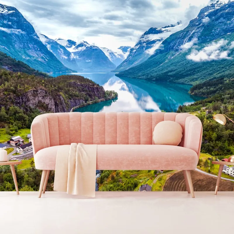 Fototapeta Norwegia fjord z lotu ptaka