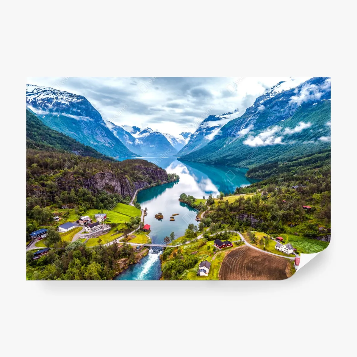 Fototapeta Norwegia fjord z lotu ptaka – Wallissimo® Fototapeta Norwegia fjord z lotu ptaka – Wallissimo®