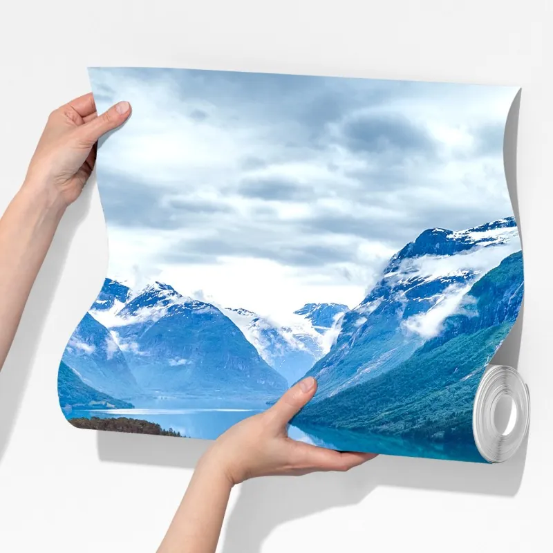 Fototapeta Norwegia fjord z lotu ptaka – Wallissimo® Fototapeta Norwegia fjord z lotu ptaka – Wallissimo®