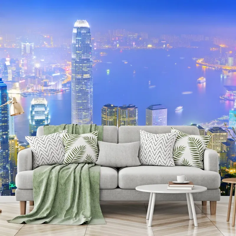 Fototapeta panorama Hong Kongu nocą – Wallissimo® Fototapeta panorama Hong Kongu nocą – Wallissimo®