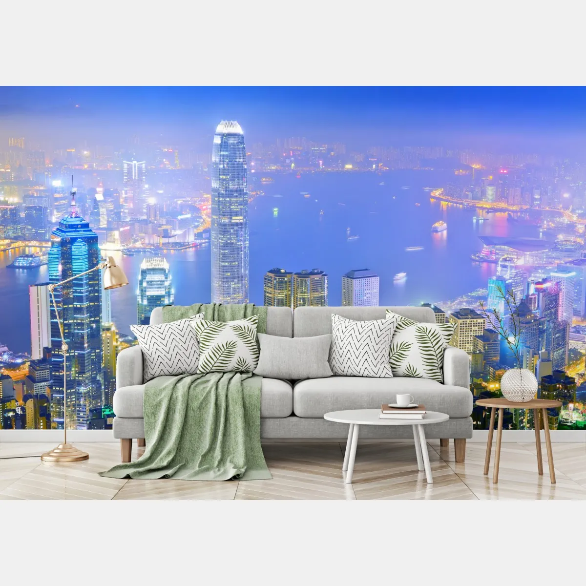 Fototapeta panorama Hong Kongu nocą – Wallissimo® Fototapeta panorama Hong Kongu nocą – Wallissimo®