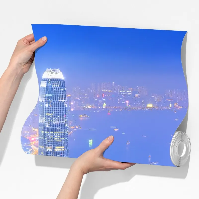 Fototapeta panorama Hong Kongu nocą – Wallissimo® Fototapeta panorama Hong Kongu nocą – Wallissimo®