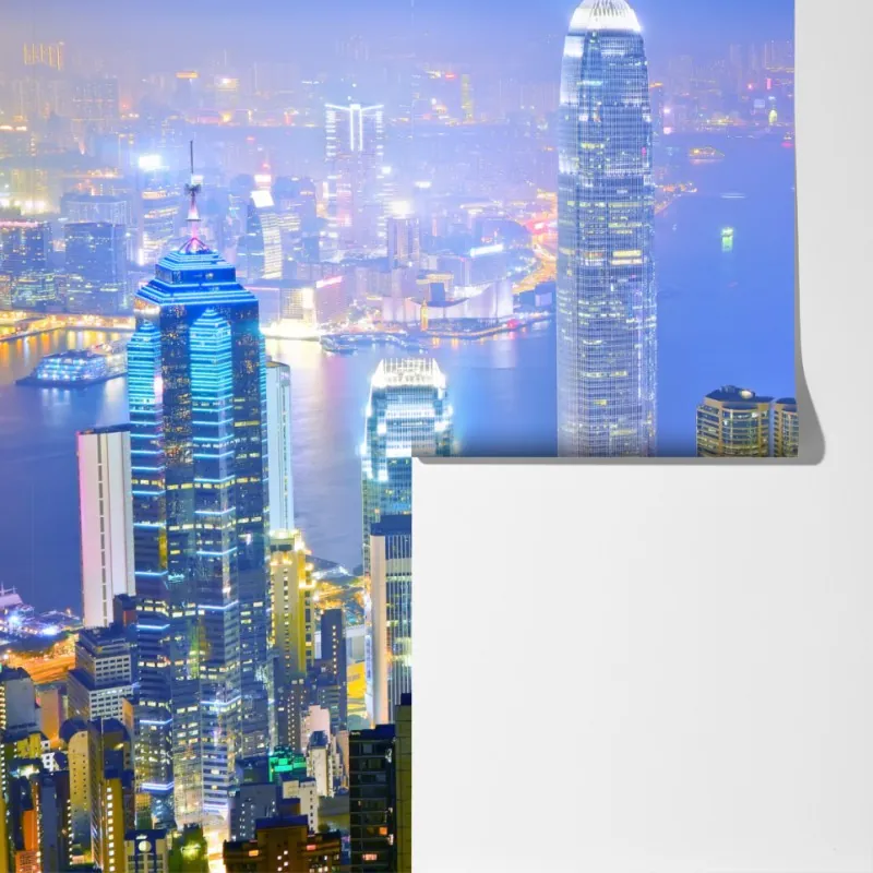 Fototapeta panorama Hong Kongu nocą – Wallissimo® Fototapeta panorama Hong Kongu nocą – Wallissimo®
