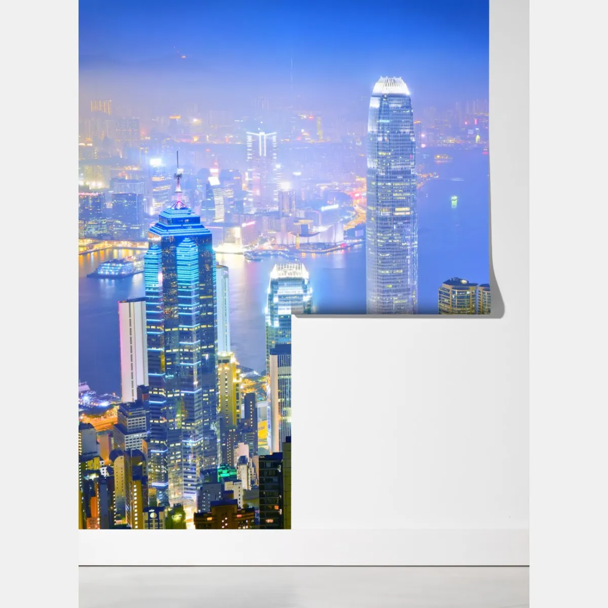 Fototapeta panorama Hong Kongu nocą – Wallissimo® Fototapeta panorama Hong Kongu nocą – Wallissimo®