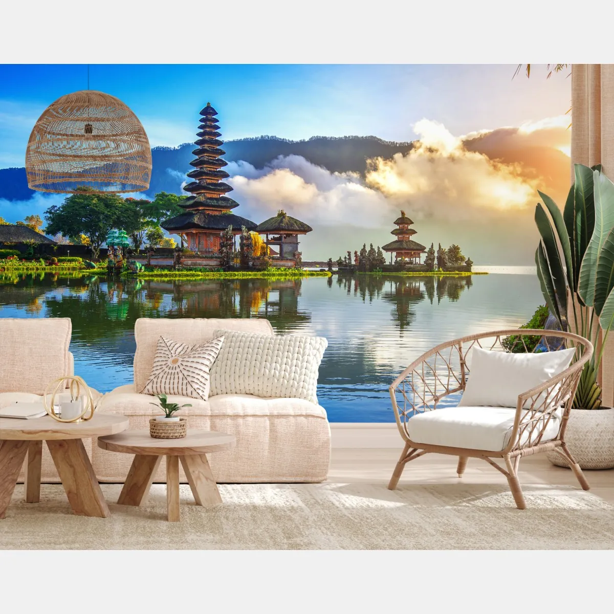 Fototapeta Pura Ulun Danu Bratan o wschodzie słońca – Wallissimo® Fototapeta Pura Ulun Danu Bratan o wschodzie słońca – Wallissimo®