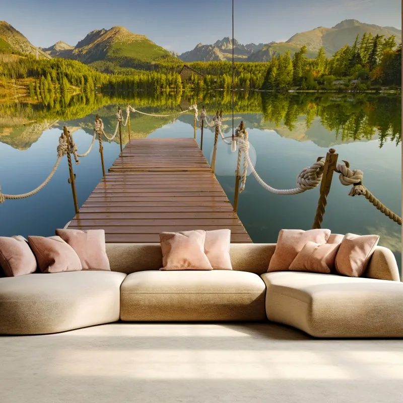 Fototapeta pomost nad jeziorem Strbske Pleso – Wallissimo® Fototapeta pomost nad jeziorem Strbske Pleso – Wallissimo®
