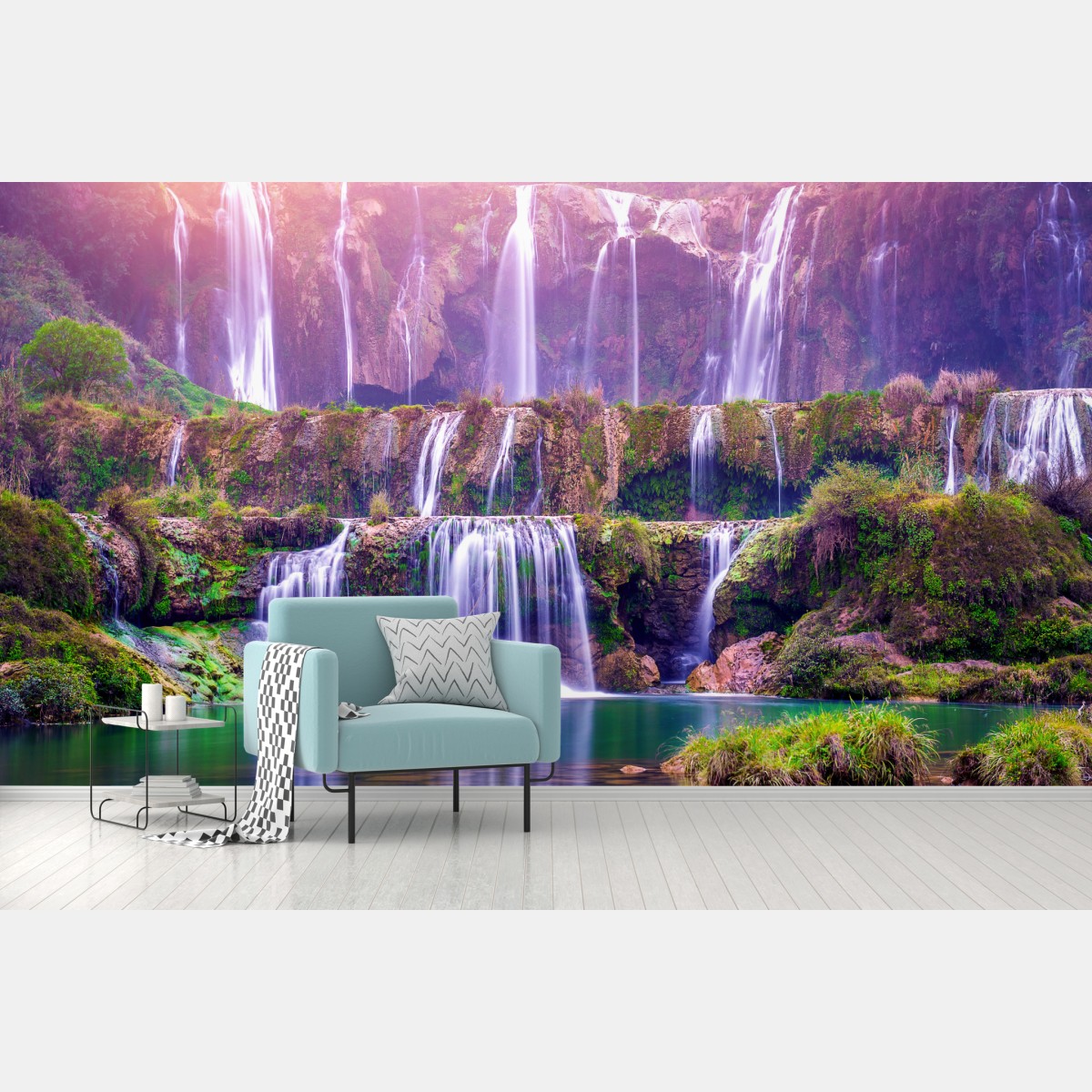 Wall mural serene cascade at Jiulong waterfall, Luoping