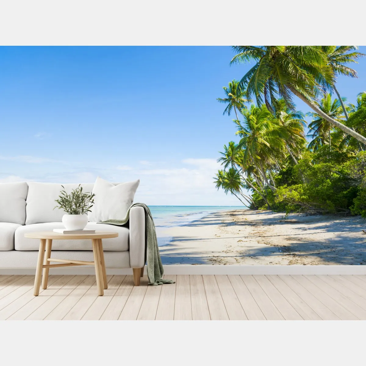 Fototapeta tropikalna plaża z palmami – Wallissimo® Fototapeta tropikalna plaża z palmami – Wallissimo®