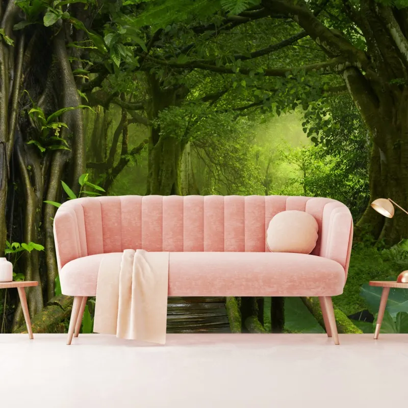 Fototapeta mglista kładka w tropikalnej dżungli