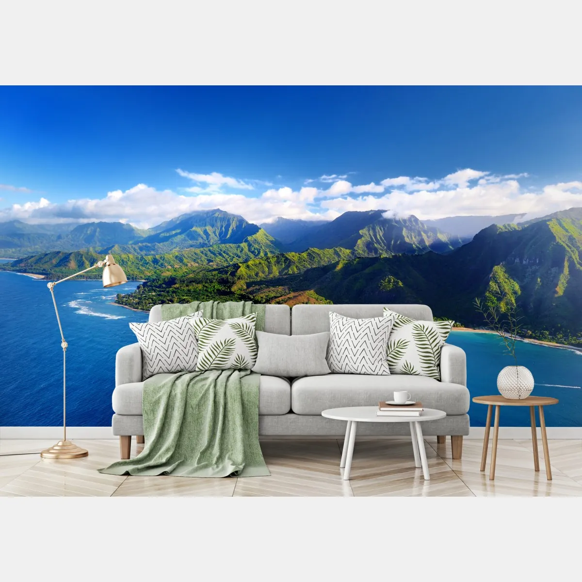 Fototapeta panorama tropikalnego wybrzeża z lotu ptaka – Wallissimo® Fototapeta panorama tropikalnego wybrzeża z lotu ptaka – Wallissimo®