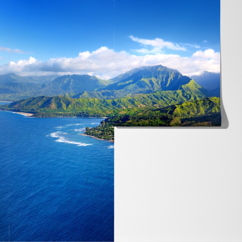 Fototapeta panorama tropikalnego wybrzeża z lotu ptaka – Wallissimo® Fototapeta panorama tropikalnego wybrzeża z lotu ptaka – Wallissimo®