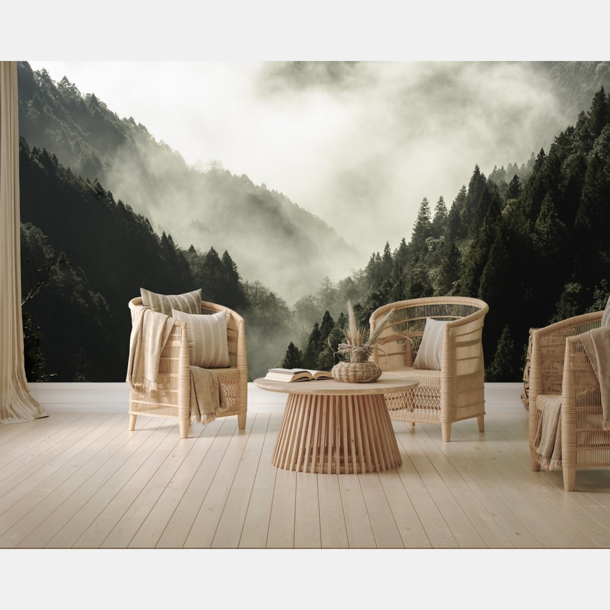 Wall mural misty mountain valley