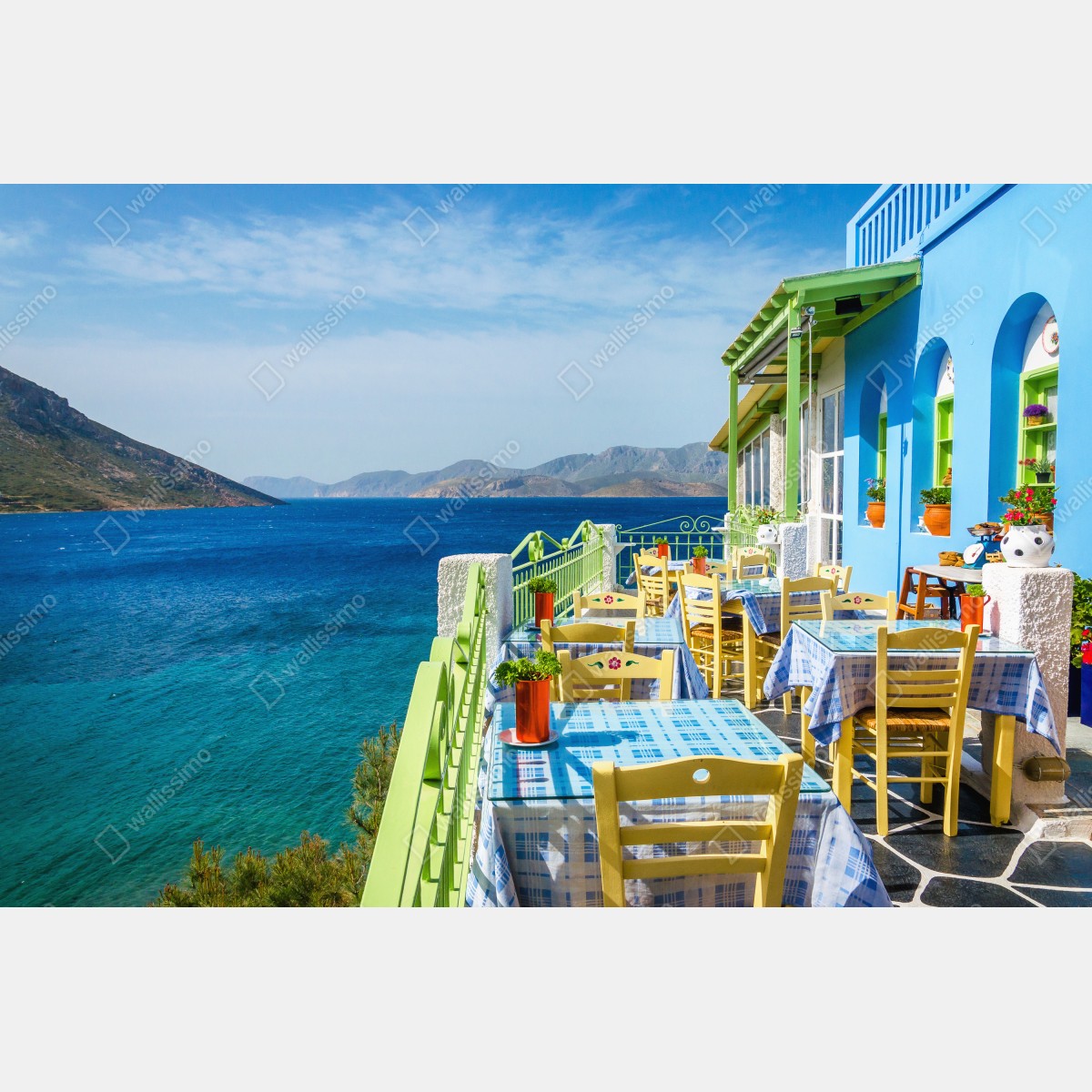 Fototapeta słoneczny taras nad Morzem Śródziemnym – Wallissimo® Fototapeta słoneczny taras nad Morzem Śródziemnym – Wallissimo®