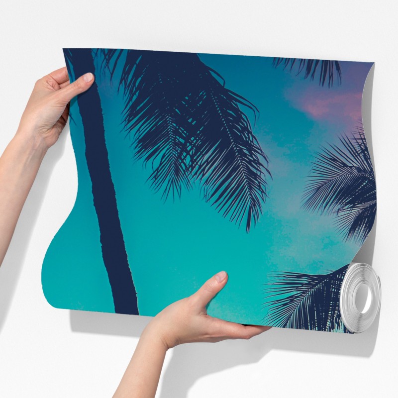 Fototapeta vintage palmy na Hawajach o zachodzie słońca – Wallissimo® Fototapeta vintage palmy na Hawajach o zachodzie słońca – Wallissimo®