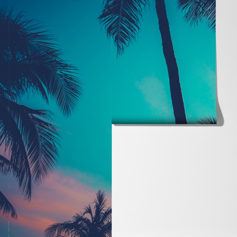 Fototapeta vintage palmy na Hawajach o zachodzie słońca – Wallissimo® Fototapeta vintage palmy na Hawajach o zachodzie słońca – Wallissimo®