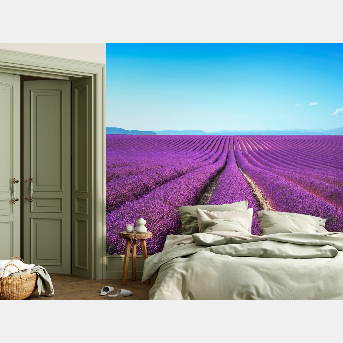 Wall mural lavender fields under blue sky