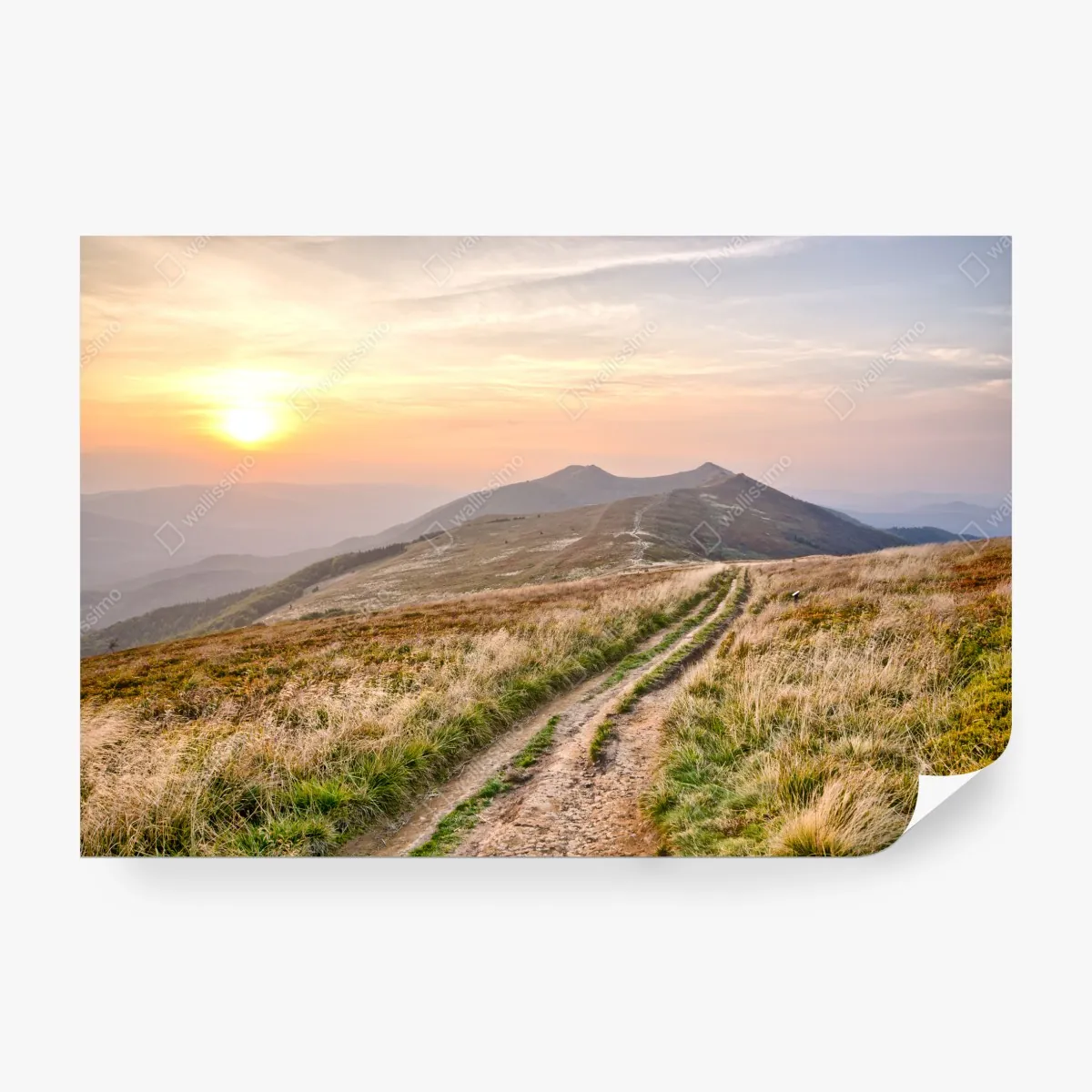 Fototapeta złota górska ścieżka o zachodzie słońca – Wallissimo® Fototapeta złota górska ścieżka o zachodzie słońca – Wallissimo®