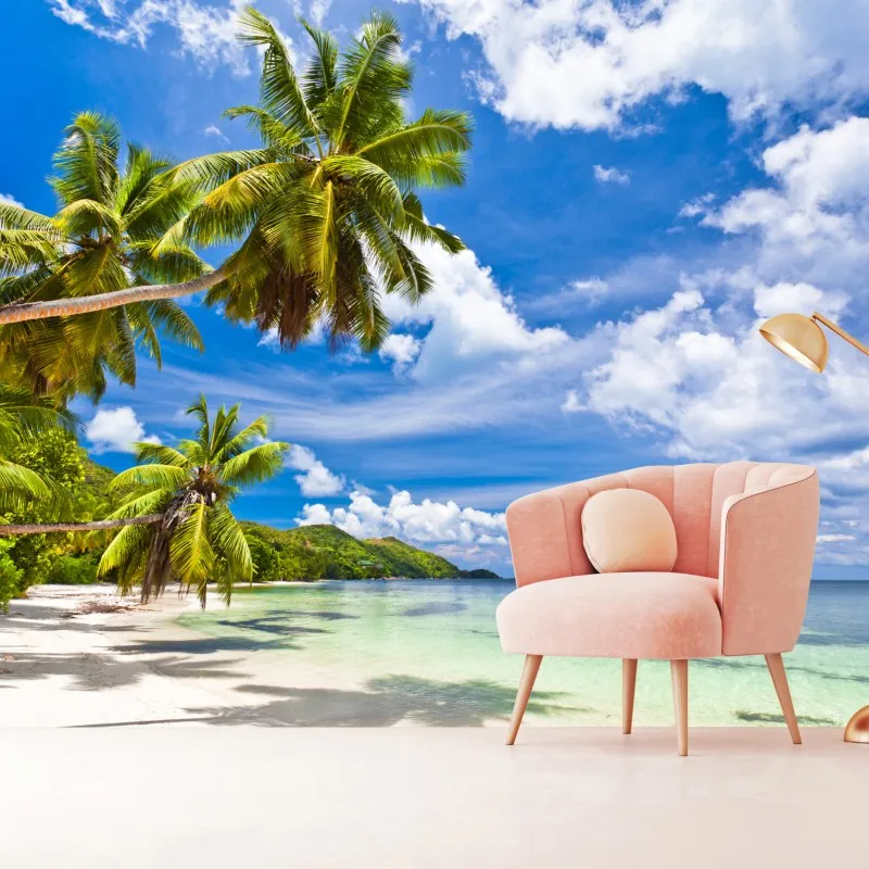 Fototapeta tropikalna plaża z palmami – Wallissimo® Fototapeta tropikalna plaża z palmami – Wallissimo®