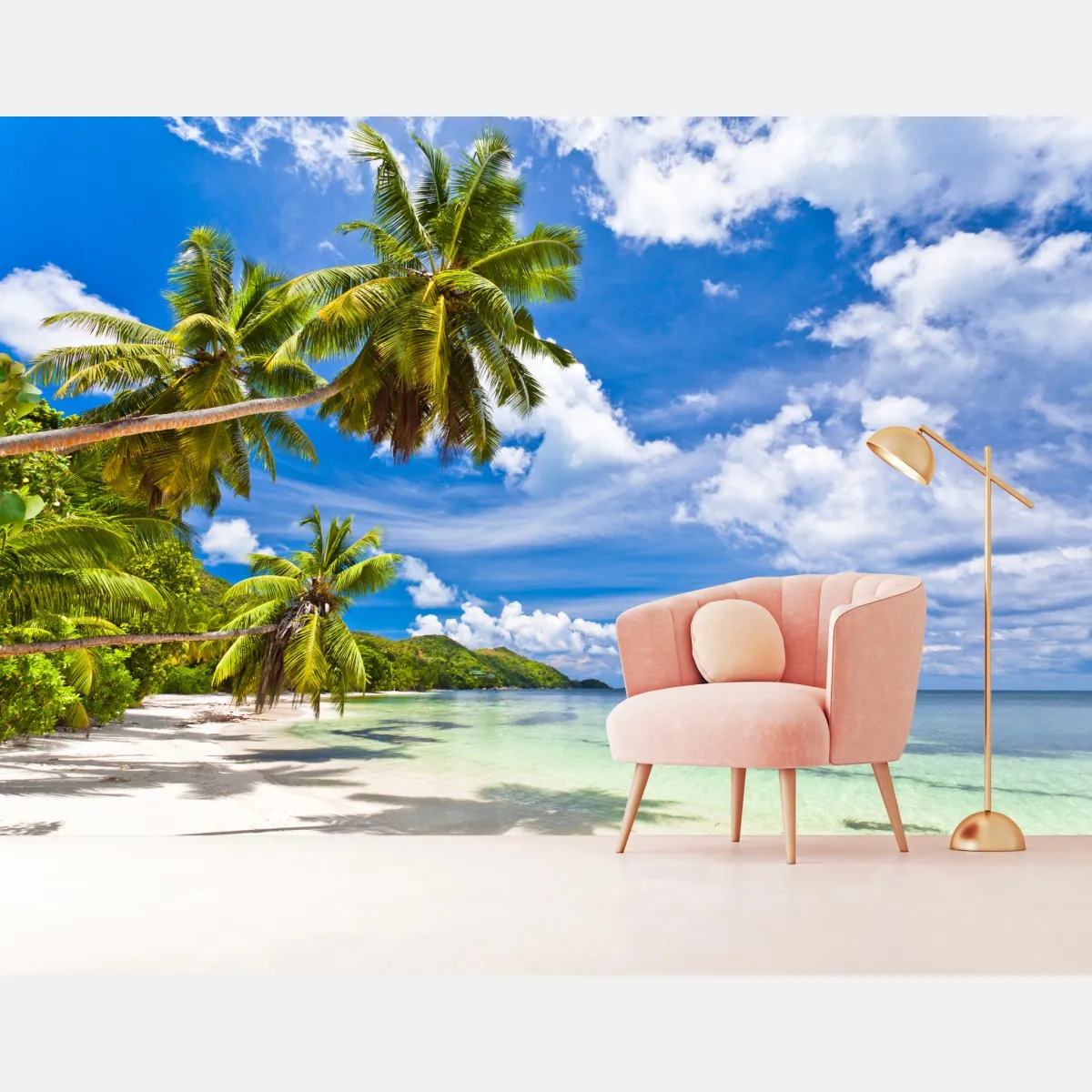 Fototapeta tropikalna plaża z palmami – Wallissimo® Fototapeta tropikalna plaża z palmami – Wallissimo®