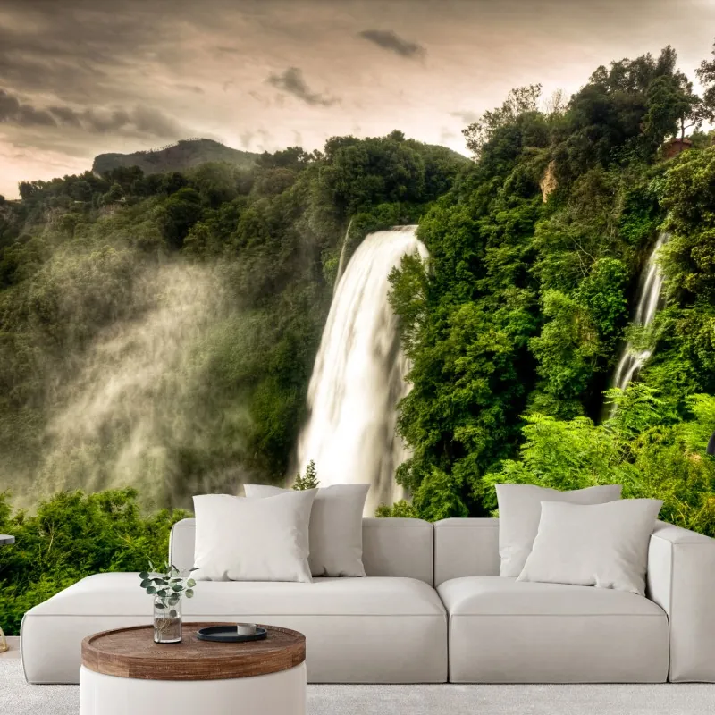 Fototapeta wodospad Marmore w Umbrii: mglista zieleń