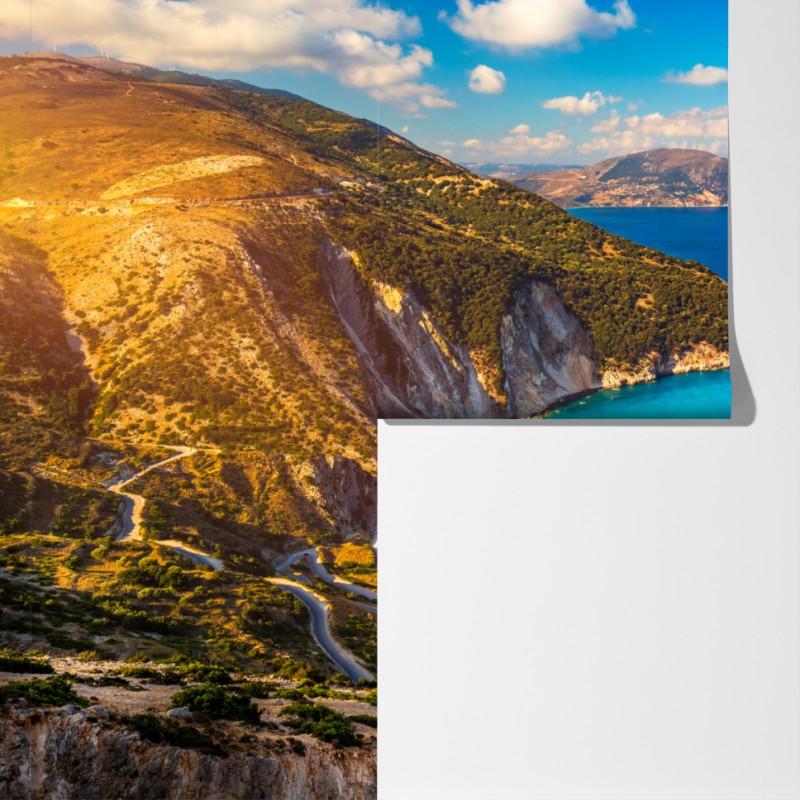 Fototapeta słoneczny widok na plażę Myrtos, Kefalonia – Wallissimo® Fototapeta słoneczny widok na plażę Myrtos, Kefalonia – Wallissimo®