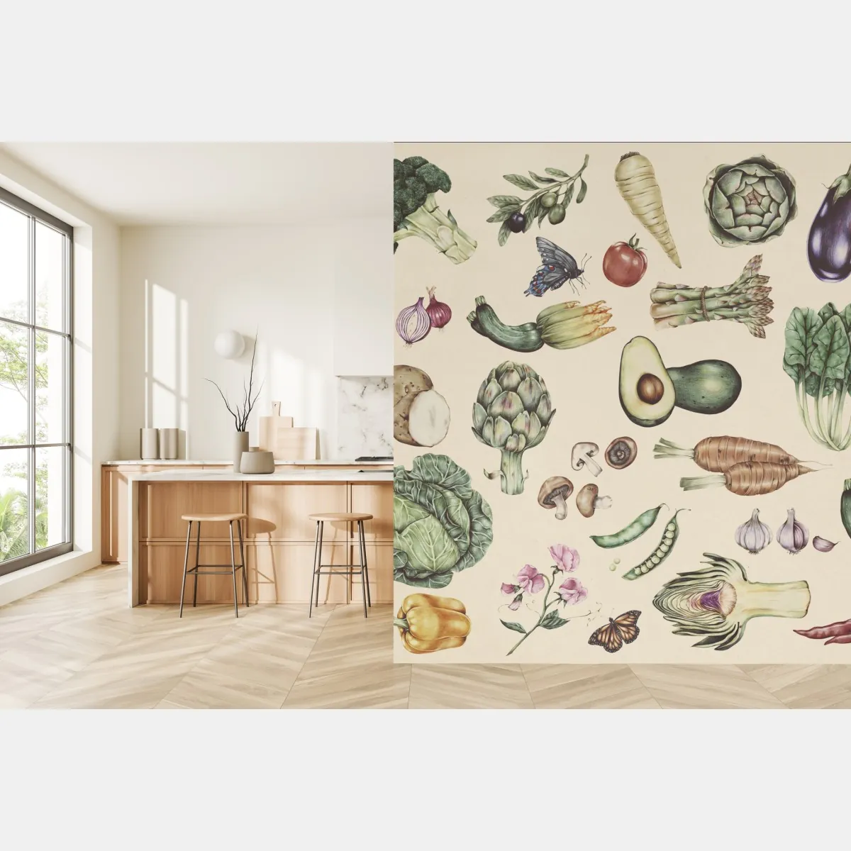 Fototapeta ręcznie rysowany botaniczny wzór warzyw – Wallissimo® Fototapeta ręcznie rysowany botaniczny wzór warzyw – Wallissimo®