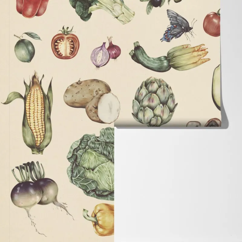 Fototapeta ręcznie rysowany botaniczny wzór warzyw – Wallissimo® Fototapeta ręcznie rysowany botaniczny wzór warzyw – Wallissimo®