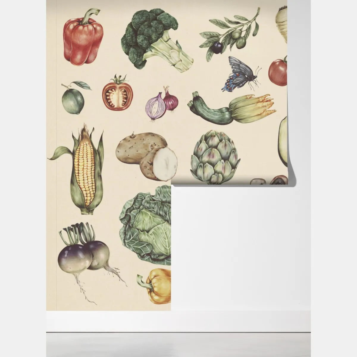 Fototapeta ręcznie rysowany botaniczny wzór warzyw – Wallissimo® Fototapeta ręcznie rysowany botaniczny wzór warzyw – Wallissimo®