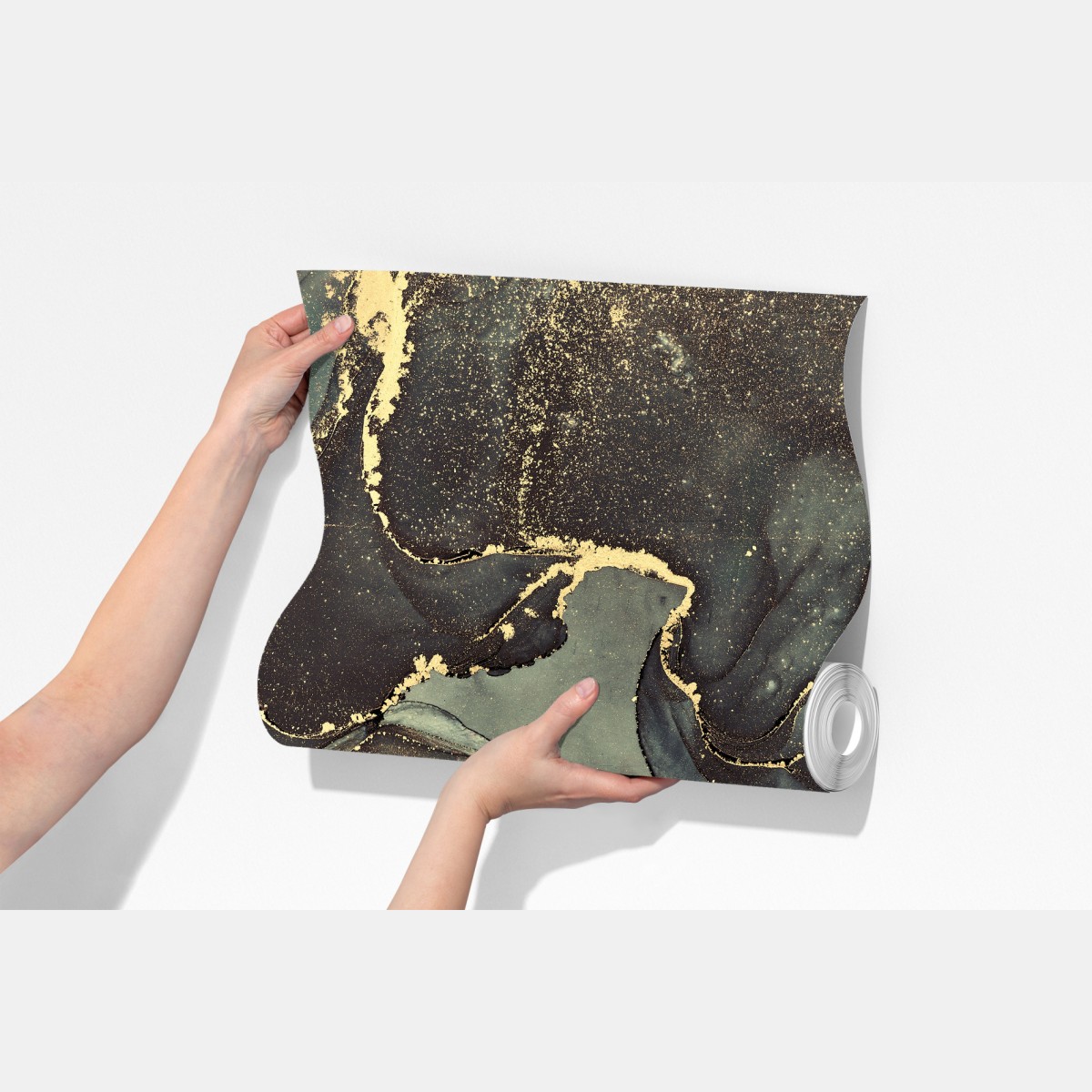 Fototapeta turkusowo-złota abstrakcja płynna – Wallissimo® Fototapeta turkusowo-złota abstrakcja płynna – Wallissimo®