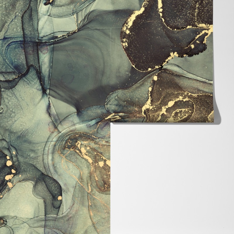 Fototapeta turkusowo-złota abstrakcja płynna – Wallissimo® Fototapeta turkusowo-złota abstrakcja płynna – Wallissimo®