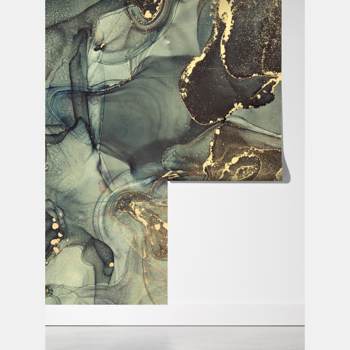 Fototapeta turkusowo-złota abstrakcja płynna – Wallissimo® Fototapeta turkusowo-złota abstrakcja płynna – Wallissimo®