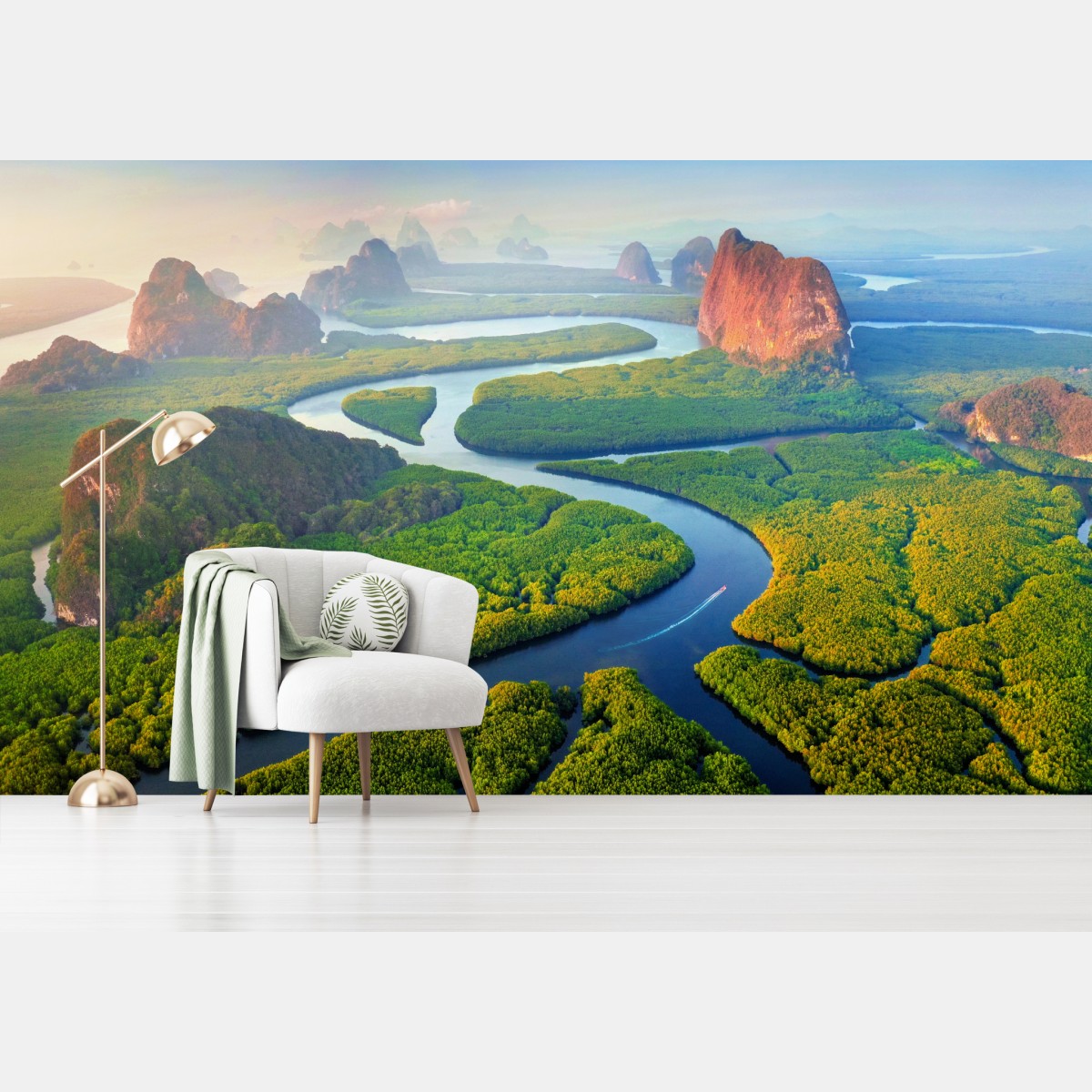 Wall mural sunrise over Phang Nga Bay