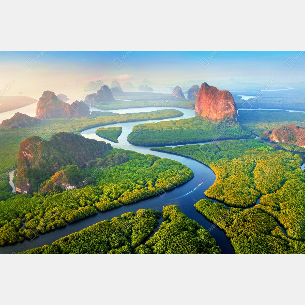 Fototapeta wschód słońca nad Zatoką Phang Nga – Wallissimo® Fototapeta wschód słońca nad Zatoką Phang Nga – Wallissimo®