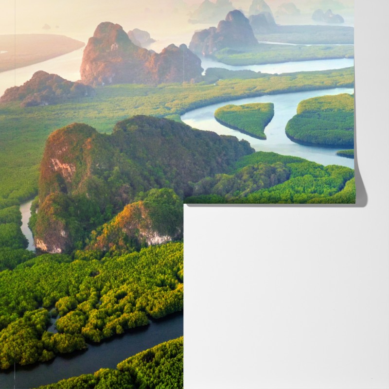 Fototapeta wschód słońca nad Zatoką Phang Nga – Wallissimo® Fototapeta wschód słońca nad Zatoką Phang Nga – Wallissimo®