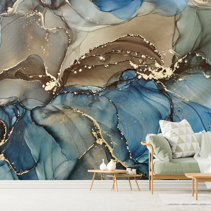 Fototapeta abstrakcja w odcieniach niebieskiego i złota – Wallissimo® Fototapeta abstrakcja w odcieniach niebieskiego i złota – Wallissimo®