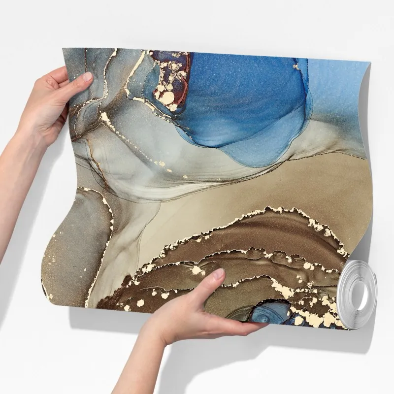 Fototapeta abstrakcja w odcieniach niebieskiego i złota – Wallissimo® Fototapeta abstrakcja w odcieniach niebieskiego i złota – Wallissimo®