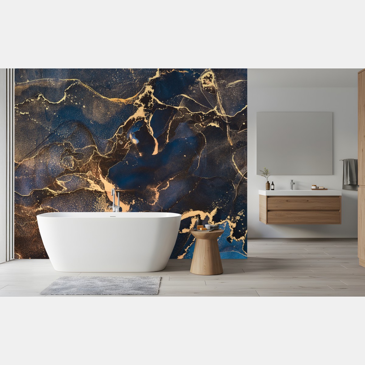 Wall mural midnight marble with golden veins
