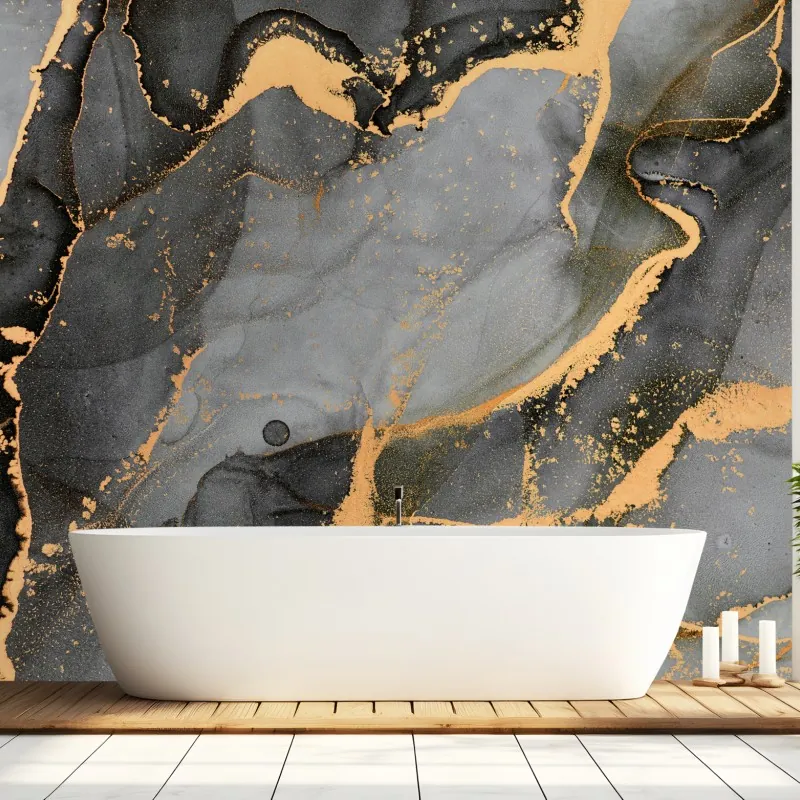 Fototapeta szary marmur ze złotymi żyłkami