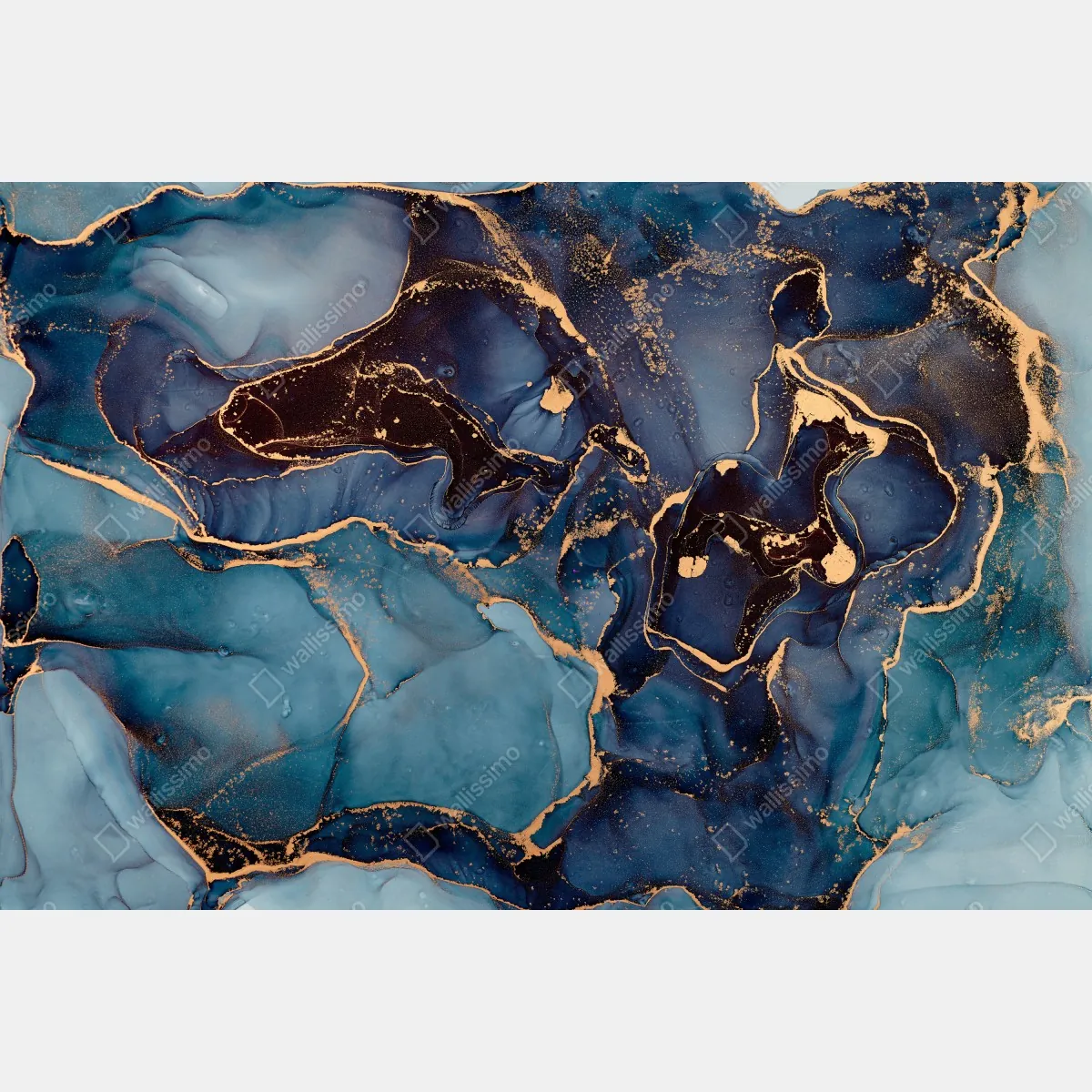 Fototapeta głębokie oceaniczne błękity ze złotymi żyłami – Wallissimo® Fototapeta głębokie oceaniczne błękity ze złotymi żyłami – Wallissimo®