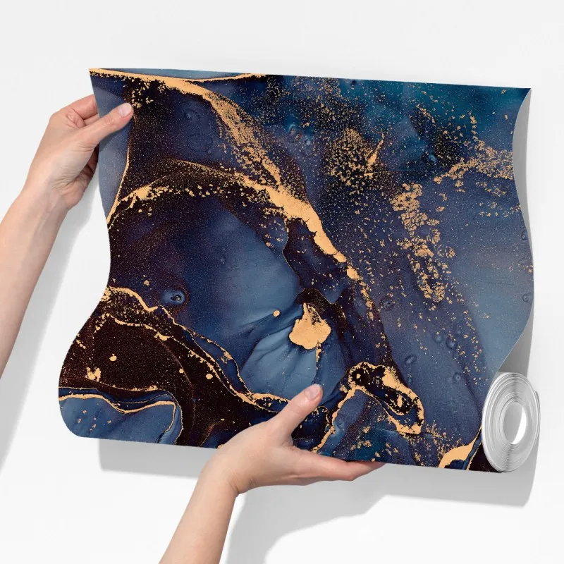 Fototapeta głębokie oceaniczne błękity ze złotymi żyłami – Wallissimo® Fototapeta głębokie oceaniczne błękity ze złotymi żyłami – Wallissimo®