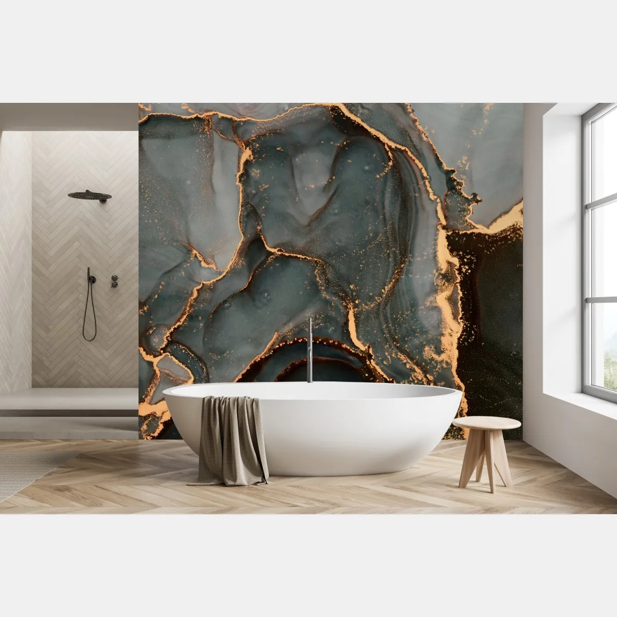 Fototapeta luksusowa abstrakcja turkus z złotymi żyłami – Wallissimo® Fototapeta luksusowa abstrakcja turkus z złotymi żyłami – Wallissimo®