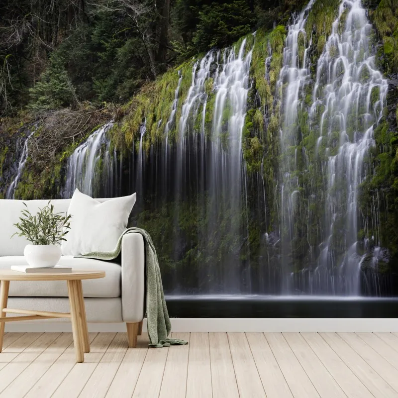 Fototapeta wodospad porośnięty mchem w lesie