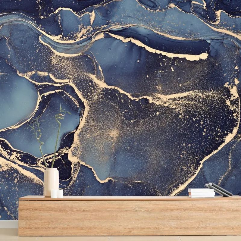 Fototapeta senny abstrakcyjny motyw w granacie i złocie