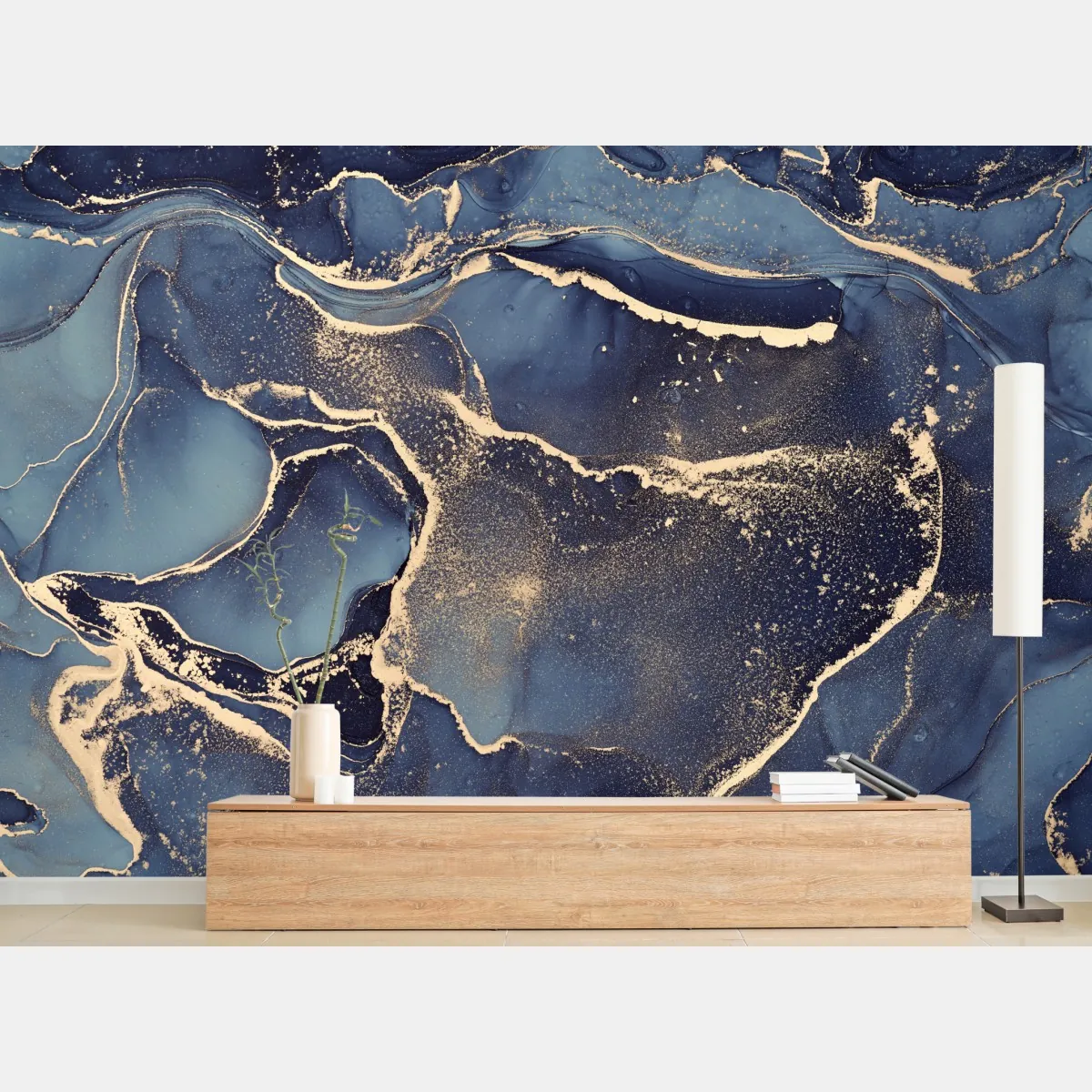 Fototapeta senny abstrakcyjny motyw w granacie i złocie – Wallissimo® Fototapeta senny abstrakcyjny motyw w granacie i złocie – Wallissimo®