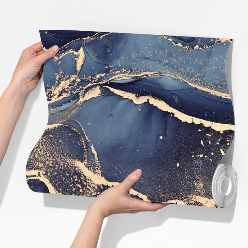 Fototapeta senny abstrakcyjny motyw w granacie i złocie – Wallissimo® Fototapeta senny abstrakcyjny motyw w granacie i złocie – Wallissimo®