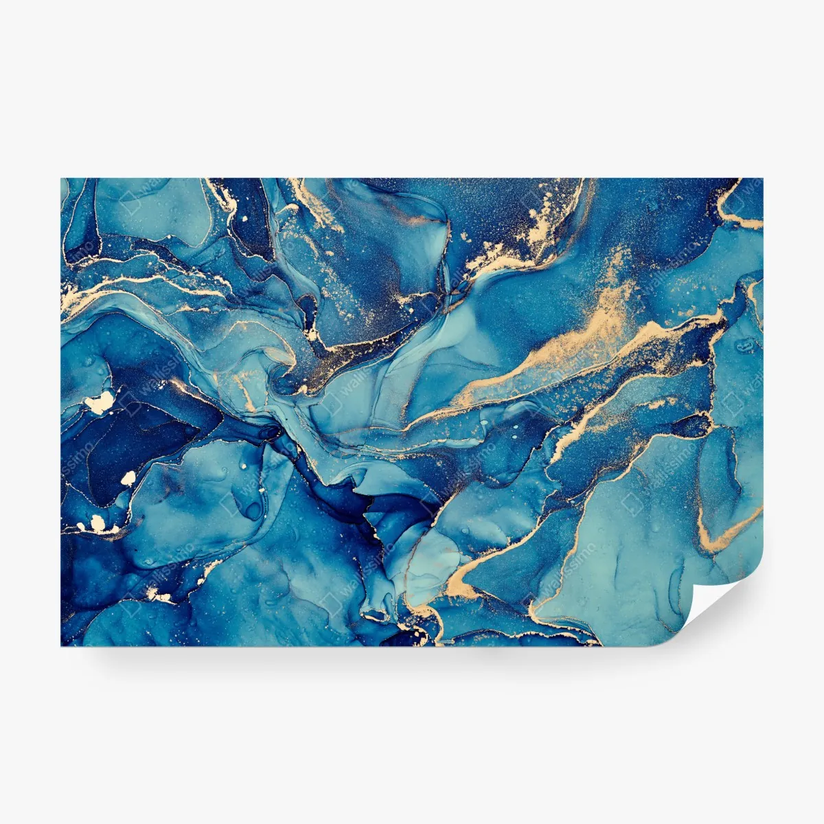 Fototapeta oceaniczny błękit i złote zawirowania – Wallissimo® Fototapeta oceaniczny błękit i złote zawirowania – Wallissimo®